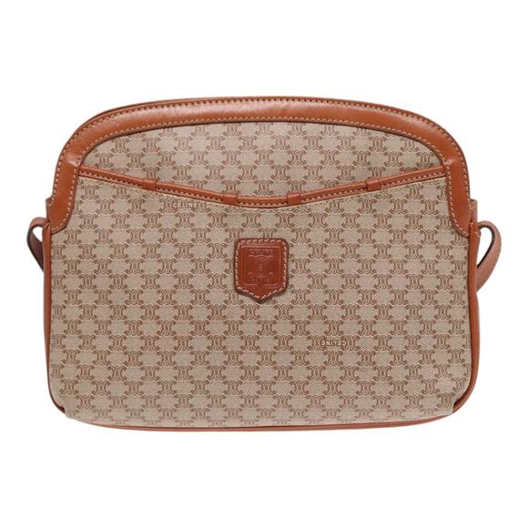 CELINE Macadam Canvas Shoulder Bag Beige Gold - Picture 13 of 16